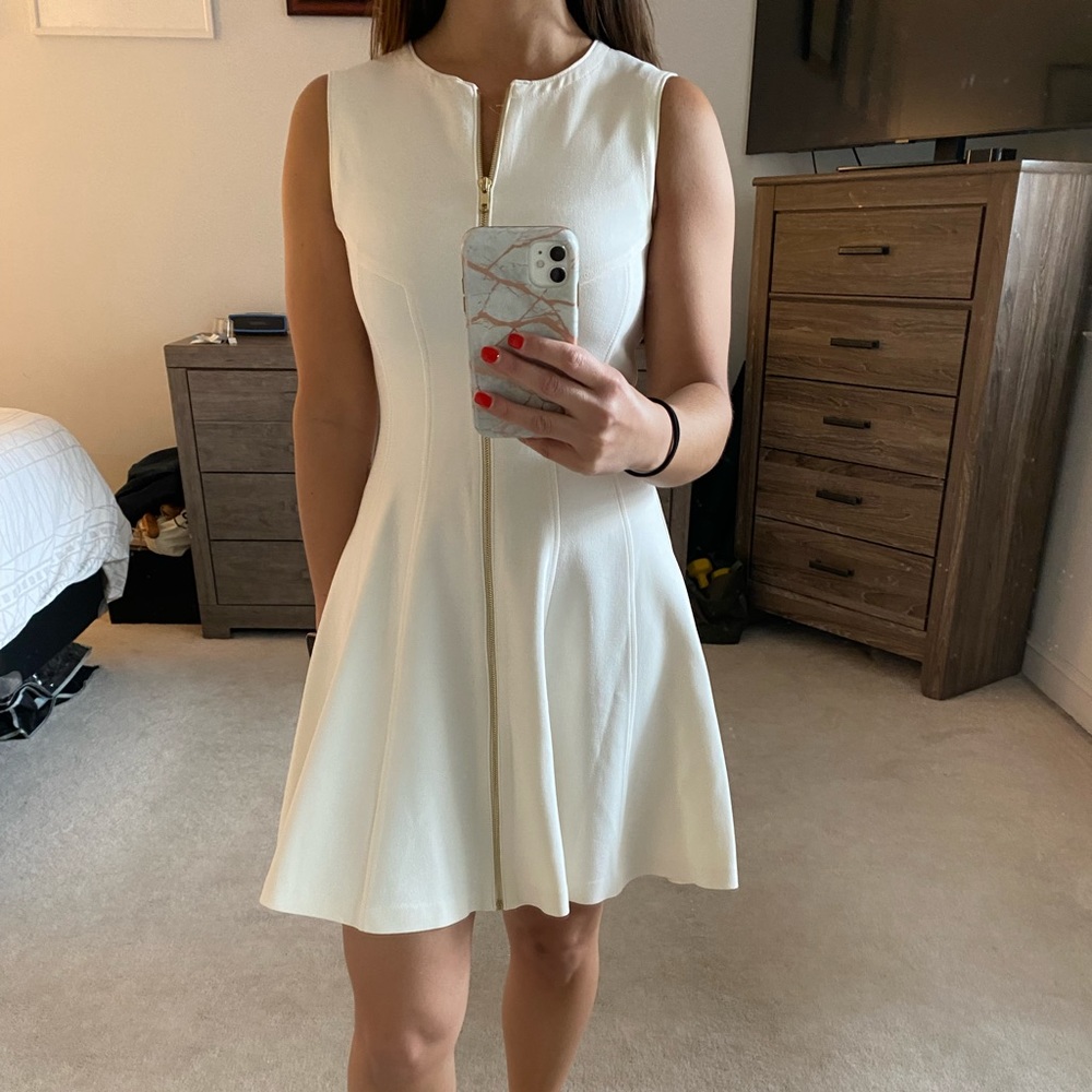 Theory White Sleeveless Fit and Flare Dress Size 4